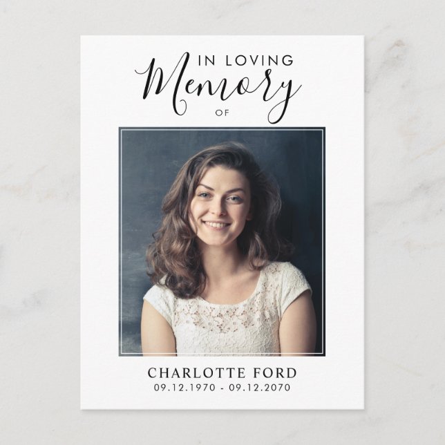 In Loving Memory Photo Funeral Service Memorial Postcard (Front)