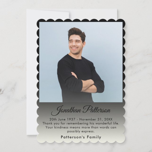 In Loving Memory Photo Funeral Sympathy Thank You  (Front)