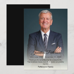 In Loving Memory Photo Funeral Sympathy Thank You Card
