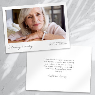 In Loving Memory Photo Funeral Thank You Card