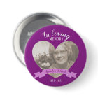 In loving memory photo heart name purple button