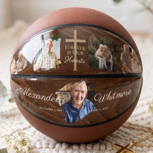 In Loving Memory Photo Keepsake Cross Memorial Basketball