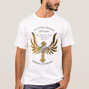 In Loving Memory Photo Keepsake Cross with Wings T-Shirt