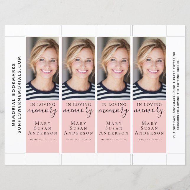 In Loving Memory Photo Memorial Bookmark (Front)