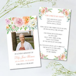 In Loving Memory Photo Memorial Elegant Peach Rose Business Card