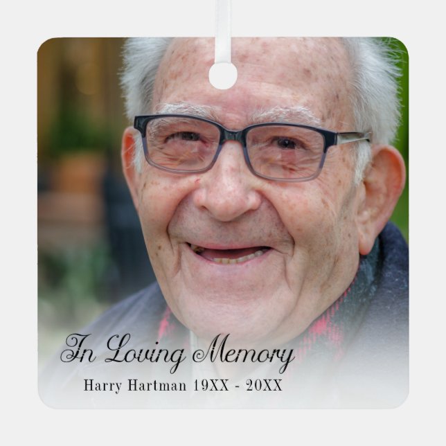 In Loving Memory Photo Metal Tree Decoration (Front)