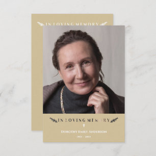 In Loving Memory Photo Minimalist Loved Ones Gold Card