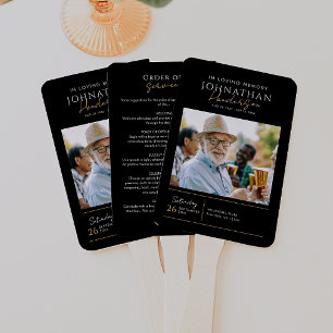 In Loving Memory Photo Modern Memorial Program Hand Fan