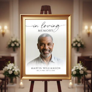 In Loving Memory Photo Modern Script Funeral Poster
