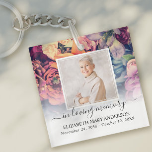 In Loving Memory Photo Moody Floral Memorial Key Ring