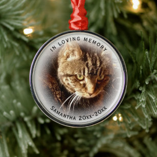 In Loving Memory Photo Name Cat Dog Pet Premium Metal Tree Decoration