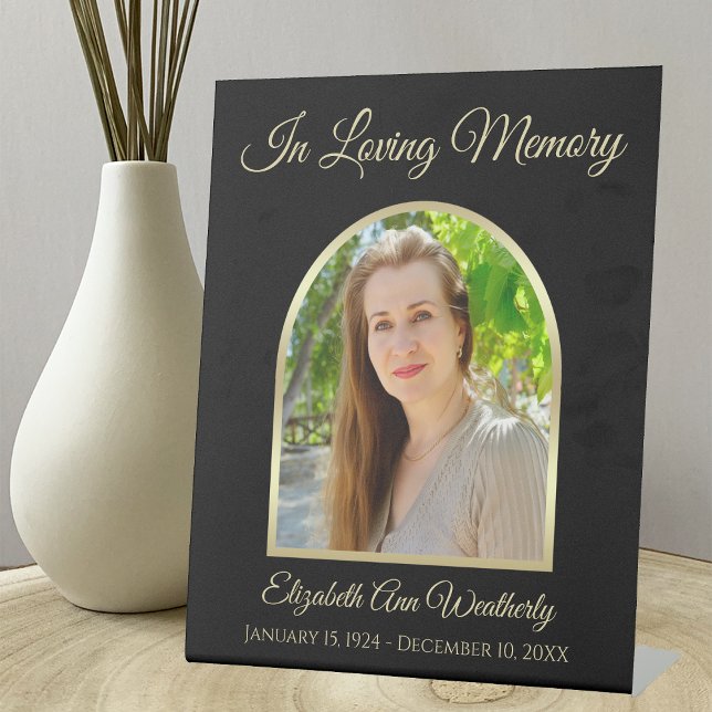 In Loving Memory Photo on Black  Pedestal Sign (Creator Uploaded)