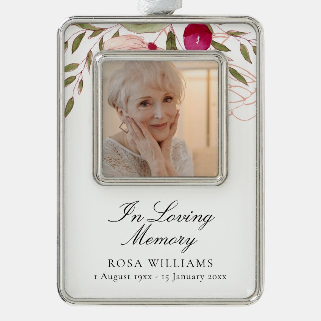 In Loving Memory Photo Ornament Funeral Favour (Front)