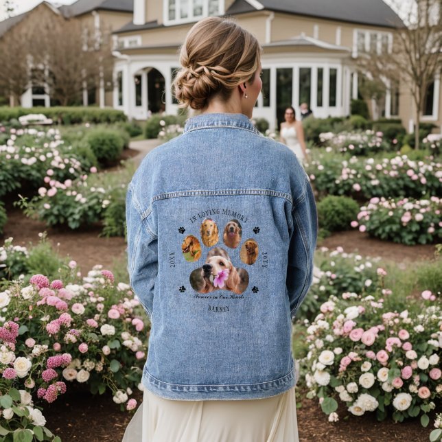 In Loving Memory Photo Pet Memorial Denim Jacket (Wedding Back)