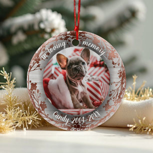 In Loving Memory   Photo Pet Memorial Foil Wreaths Ceramic Tree Decoration