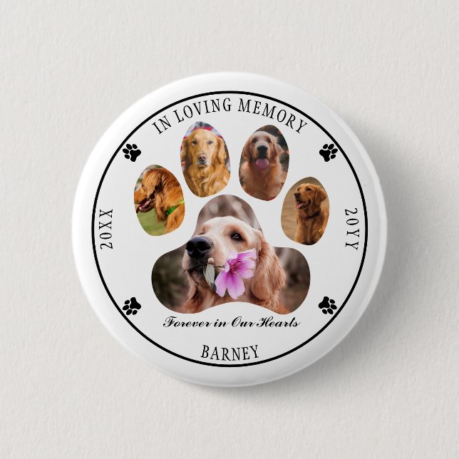 In Loving Memory Photo Pet Memorial - White 6 Cm Round Badge (Front)