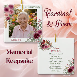 In Loving Memory   Photo & Poem Cardinal Ceramic Ornament