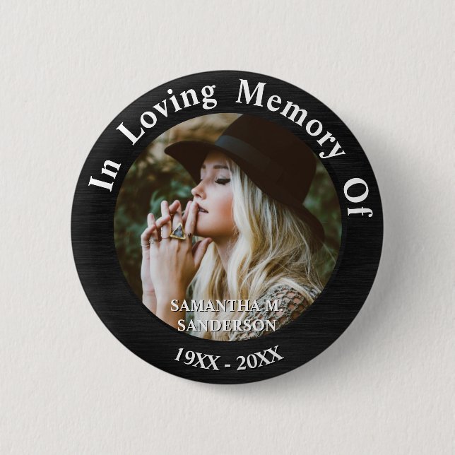 In Loving Memory Photo Remembrance Memorial 6 Cm Round Badge (Front)