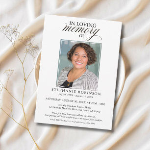 In Loving Memory Photo Simple Modern Funeral Invitation