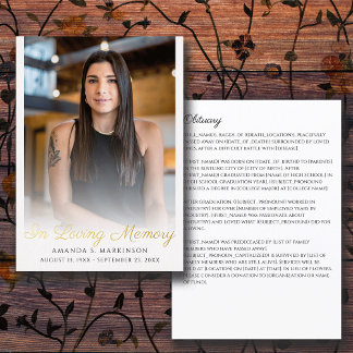 In Loving Memory Photo Simple Obituary Funeral