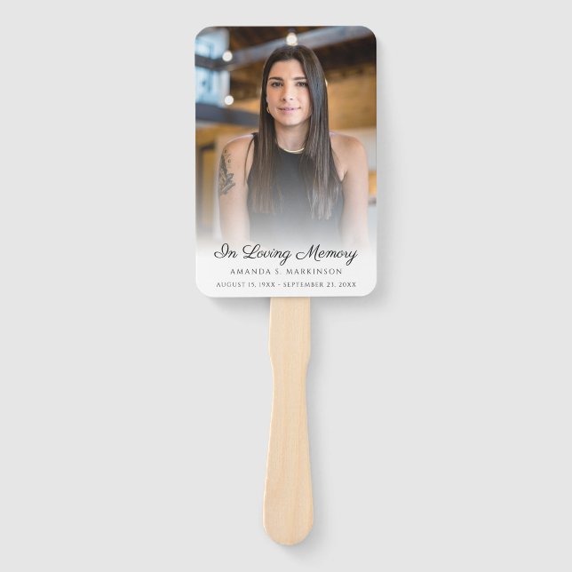 In Loving Memory Photo Simple Obituary Funeral  Hand Fan (Front)