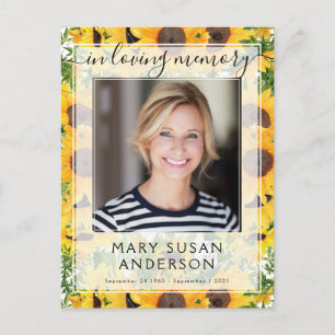 In Loving Memory Photo Sunflower Postcard