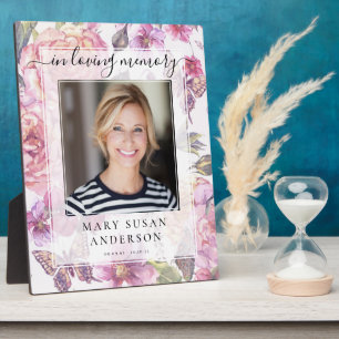 In Loving Memory Photo Vintage Floral Plaque