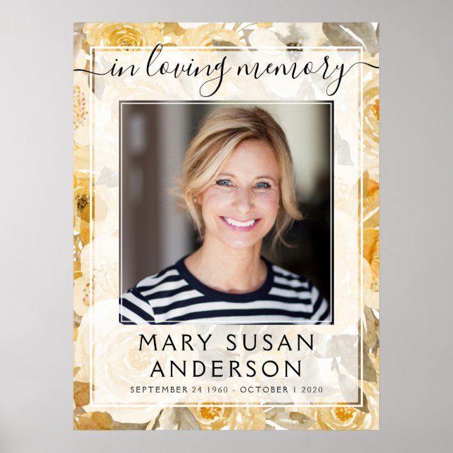 In Loving Memory Photo Yellow Flower Welcome Sign (Front)