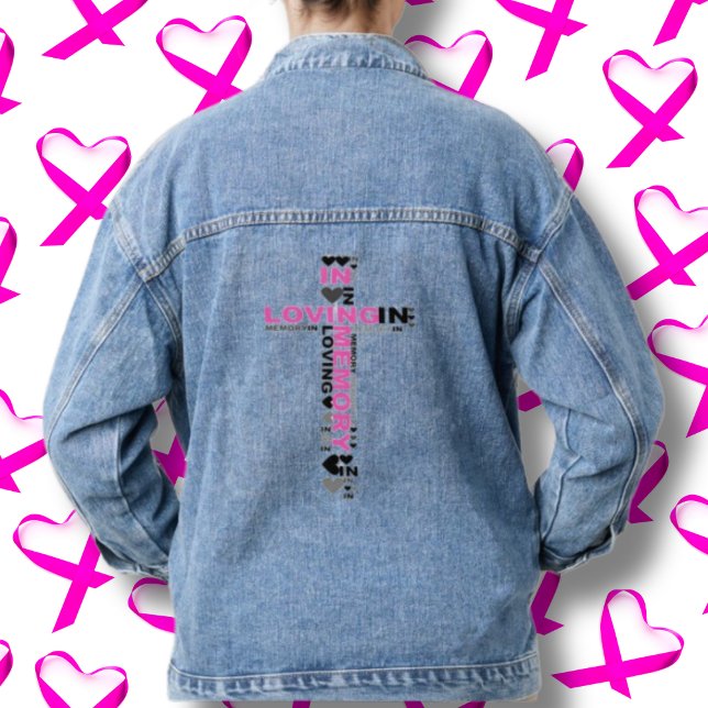 In Loving Memory Pink Cross Denim Jean Jacket (Creator Uploaded)