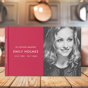 In Loving Memory Pink Feminine Memorial Photo Guest Book