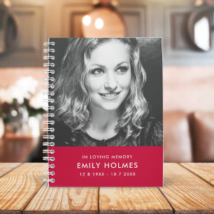 In Loving Memory   Pink Feminine Memorial Photo Notebook