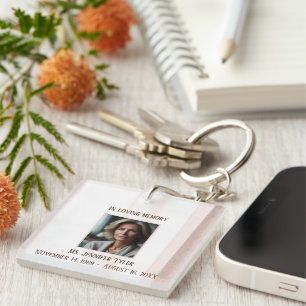 In Loving Memory Pink Funeral Memorial  Key Ring