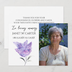 In Loving Memory Purple Lilac Floral Funeral Invitation