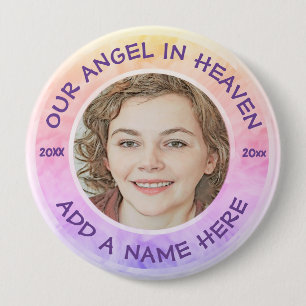 In Loving Memory Rainbow Custom Photo Memorial 10 Cm Round Badge