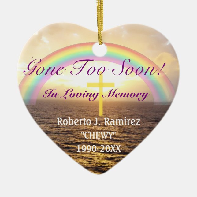 In Loving Memory Rainbow Memorial Keepsake Ceramic Tree Decoration (Front)