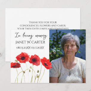 In Loving Memory Red Poppies Floral Funeral Invitation