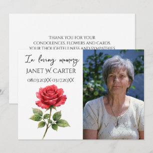 In Loving Memory Red Rose Floral Funeral Invitation