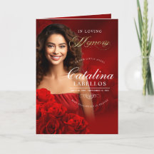 In Loving Memory Red Rose Women's Obituary Program