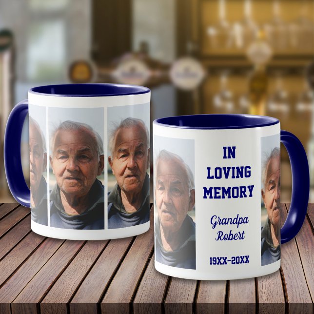 In Loving Memory Remembrance 4 Photo Navy Blue Mug (Creator Uploaded)