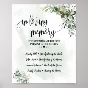 In loving memory remembrance eucalyptus succulent poster