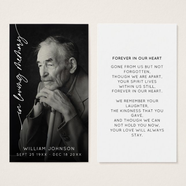 In Loving Memory Remembrance Photo Funeral  (Front & Back)