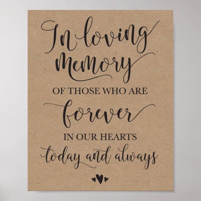 In Loving Memory Remembrance Wedding Ceremony Sign (Front)