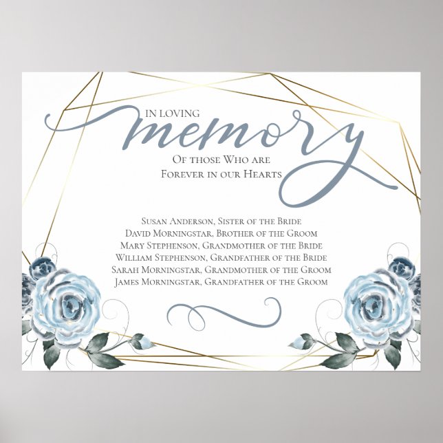 In Loving Memory Remembrance Wedding Ceremony Sign (Front)