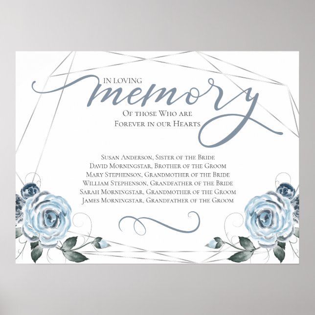In Loving Memory Remembrance Wedding Ceremony Sign (Front)
