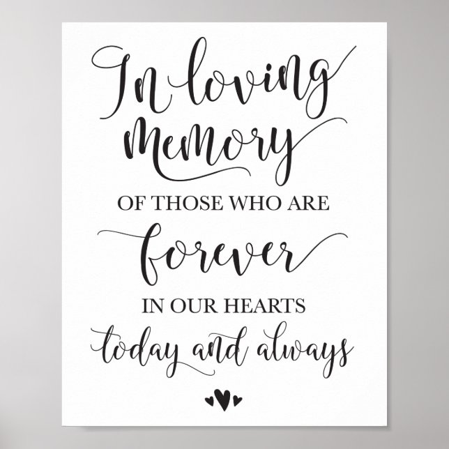 In Loving Memory Remembrance Wedding Ceremony Sign (Front)
