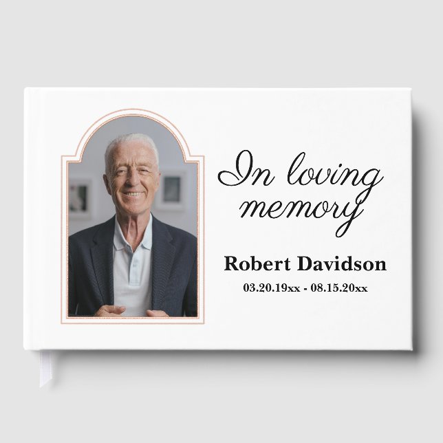 In Loving Memory Rose Gold Frame Memorial Funeral Guest Book (Front)