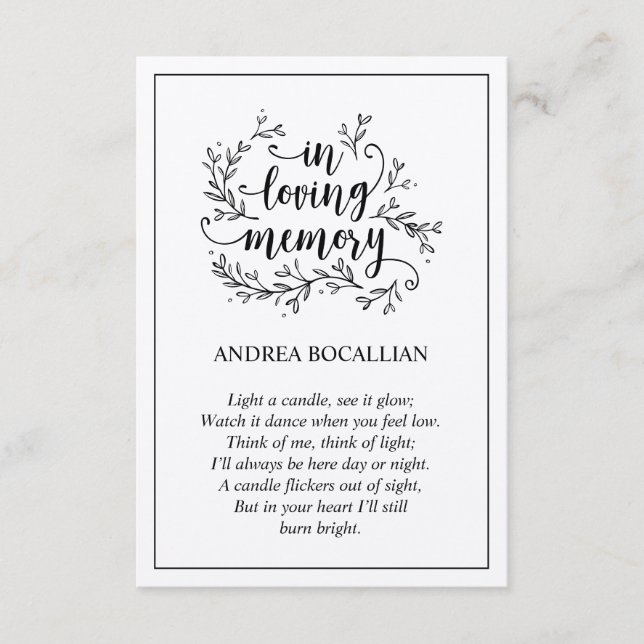 In loving memory, Rustic Brown Kraft Card (Front)