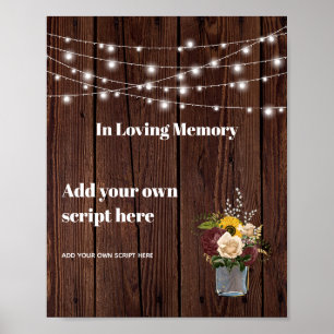 In Loving Memory Rustic Burgundy Sunflowers Poster