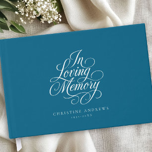 "In Loving Memory" Script Font Keepsake Funeral Guest Book