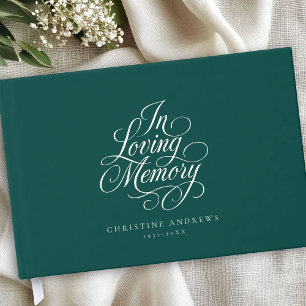 "In Loving Memory" Script Font Keepsake Funeral  Guest Book